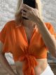 Muslin Knot Top-8266/Orange