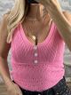 Strassed Button Knitted Top/Pink