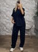 Viscose Pearled Oversize Set/Νavy Blue
