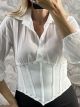 Ton-Shirt & Corset Top-3444/White