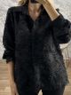 Fringed Texture Shirt-17847/Black