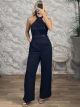 Sequins Jumpsuit-6435/Navy Blue