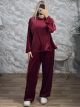 Lnd-Hooded Velvet Set-93287/Burgundy