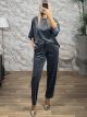 Sar-Velvet GoldButtons Set/Grey
