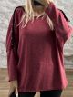 Kun-Rhinestones Knitted Sweater-26297/Burgundy