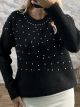 Zoz-Pearls Knitted Sweater-315/Black