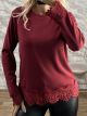 Lil-Knitted Lace Top-69996/Burgundy