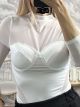 Satin C-Through Bodysuit/White