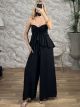 Strapless Ruffle Jumpsuit-3020/Black