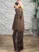  Plus Size Leopard Stripe Viscose Set-30214/Chocolat
