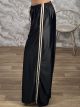 The-Wide Satin Pants-81731/Black