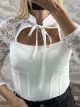 The-Lace & Caps Top-12426/White