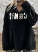 Lil-Velvet Leo Letters Sweatshirt-19451/Black