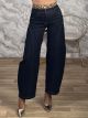 Sar-Leo Waist Barrel Denim Pants-3881/Dark Blue