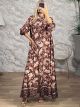 Zoz-Semizie Satin Dress-7239/Chocolat Floral