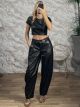 Ton-Leather CropTop&Pants Set-38108/Black