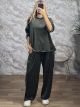 Lnd-Hooded Velvet Set-93287/Khaki