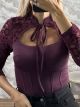 The-Lace & Caps Top-12426/Purple