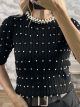 Sar-Pearls Knitted Top-358/Black