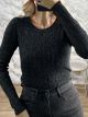 The-Lurex Knitted Top-57361/Black