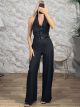 The-Viscose HaltherNeck Jumpsuit-49743/Black