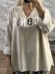 Lil-Velvet Leo Letters Sweatshirt-19451/Beige