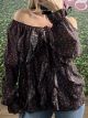 Cherries & Ruffles Top/Black