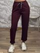 Drawstring Viscose Highwaist Pants-20801/Burgundy