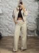 The-DoubleStriped Jacket & Pants Set-14540/Beige