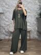Plus Size Viscose Ripped Set/Khaki