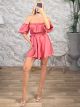 Strapless Satin Playsuit/Peachy Pink