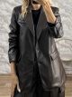 The-Leather Textured Blazer-85172/Chocolat