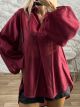 Ton-Viscose BalloonSleeves Top-26532/Burgundy