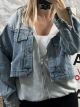 Cropped Denim Sweatshirt-X09/Grey
