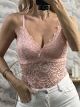 Lace Cups Bodysuit/Pink