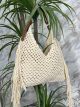 Knitted Fringe Tote Bag-S268/Vanilla