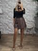 Alfa-Leather Skort-51034/Chocolat