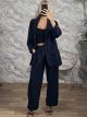 Plus Size Crep Suit-3739/Navy Blue