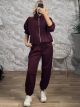 Zoz-Striped Viscose Tracksuit Set-8161/Βurgundy