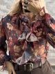 Ste-Ruffled Floral Shirt-20407/Βurgundy