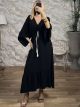 Big Ruffled Sleeves Maxi Dress/Black