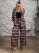 Plaid Satin Belt Set-9228/Burgundy