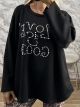 Oversized Pearls Sweatshirt-84108/Black