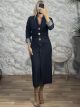Zoz-GoldBrooches Midi Dress-152624/Blue