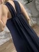 Mermaid HalterNeck Maxi Dress-143252/Navy Blue