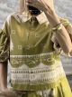 Boho Balloon Sleeves Shirt-16980/Lime