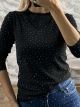 AllOver Strassed Cotton Top-3503/Black
