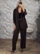 Plus Size Crep Suit-3739/Chocolat