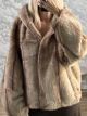 Spi-Short Hooded Furry Coat/Beige