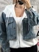 Cropped Denim Sweatshirt-X09/White